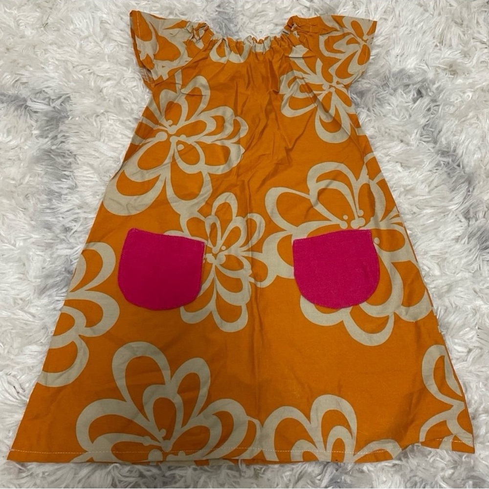 Vibrant handmade Orange and Pink Casual Dress size 3T
